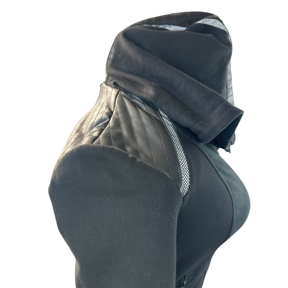 Blanc Noir Traveler Jacket Hooded Open Front Asymmetric Zip Padded Black Small - Picture 10 of 15